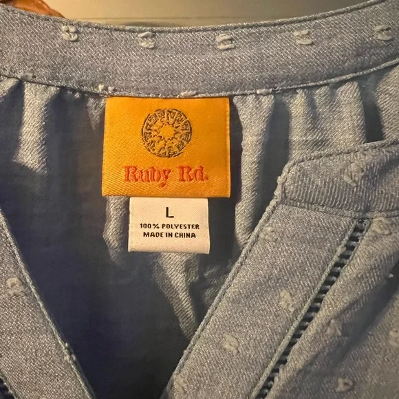 Ruby Rd. Soft Blue Ruffle Sleeve Blouse - Picture 2 of 11